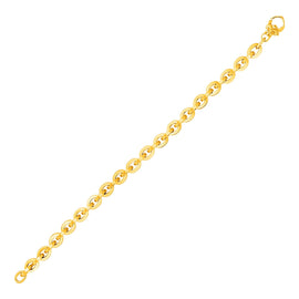 Yellow Gold 14k Shiny Oval Women's Link Bracelet