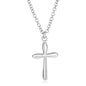 Sterling Silver Polished Rounded Cross Women's Religious Motif Necklace