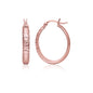 Rose Gold 10k Hammered Oval Hoop Earrings with Snap Lock