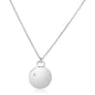 Sterling Silver 18 inch Women's Necklace with Polished Disc with Diamonds
