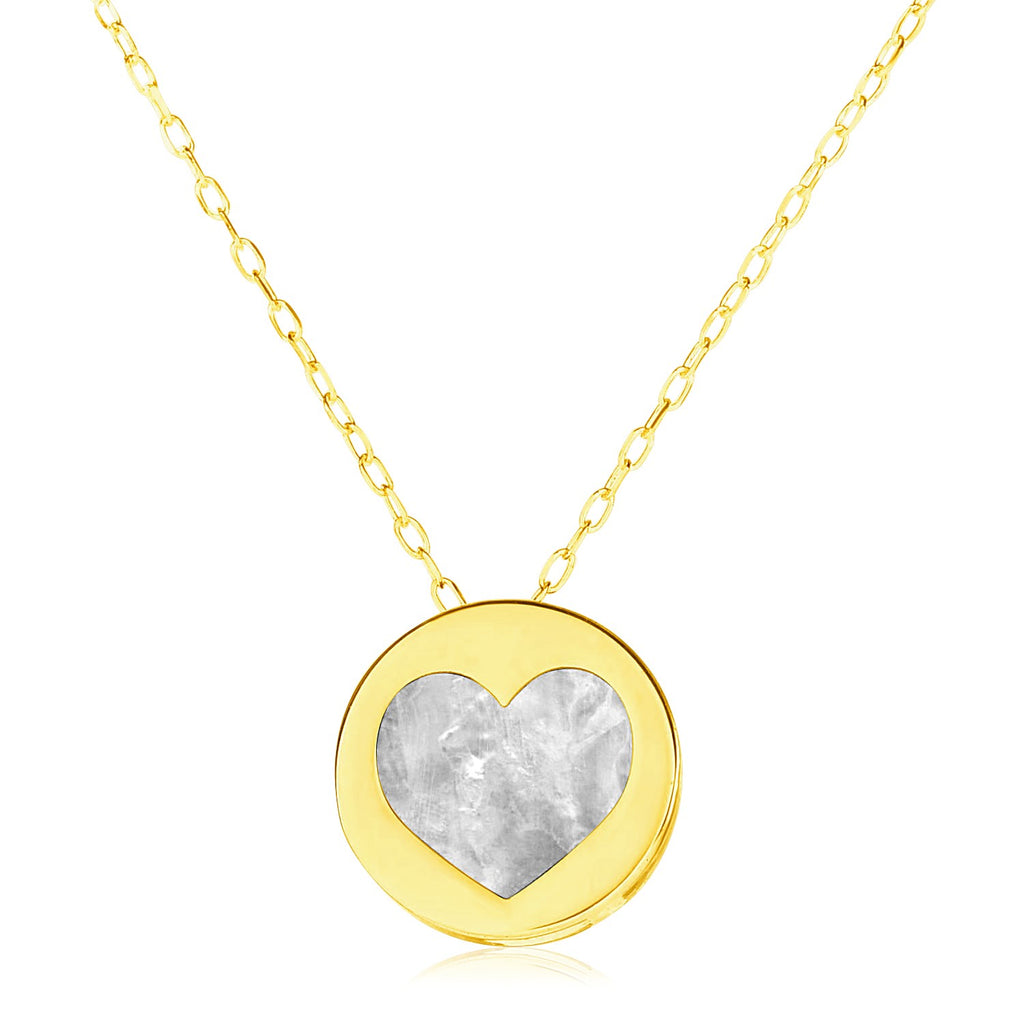 Yellow Gold 14k Women's Necklaces with Heart in Mother of Pearl