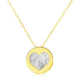 Yellow Gold 14k Women's Necklaces with Heart in Mother of Pearl