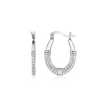 Load image into Gallery viewer, Sterling Silver Oval Hoop Earrings with Rope Texture