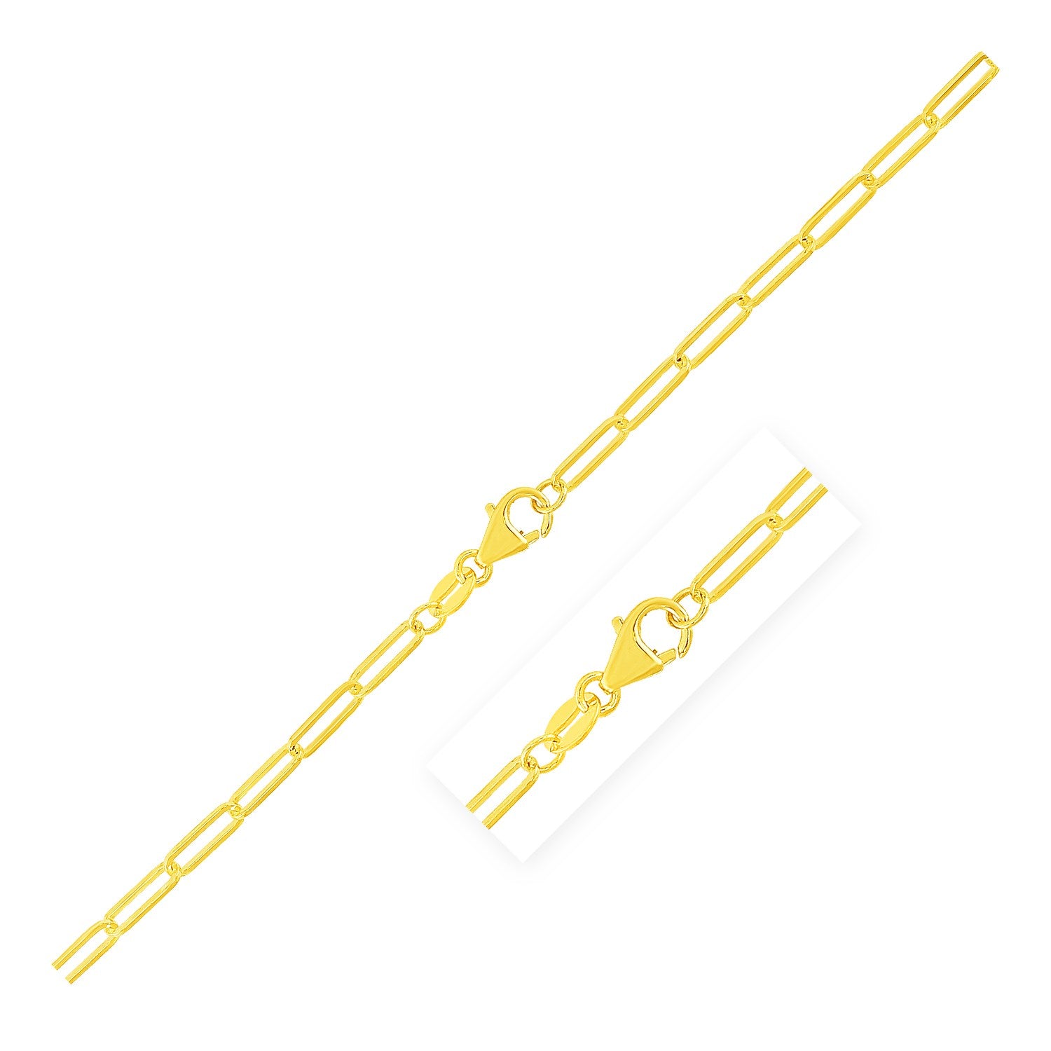 Yellow Gold 14K 2.5mm Paperclip Chain with Lobster Clasp