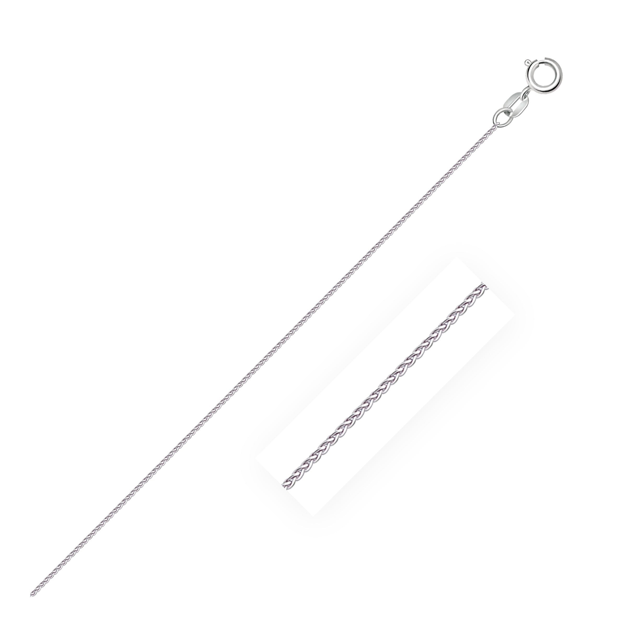 White Gold 14k 0.6mm Diamond Cut Round Wheat Chain