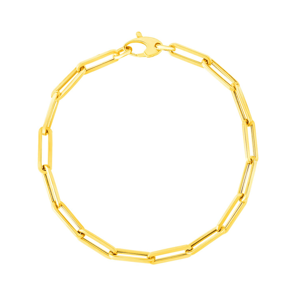 Yellow Gold 14k Bold Paperclip Chain Women's Fancy Bracelet