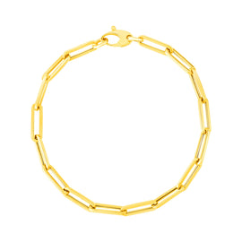 Yellow Gold 14k Bold Paperclip Chain Women's Fancy Bracelet