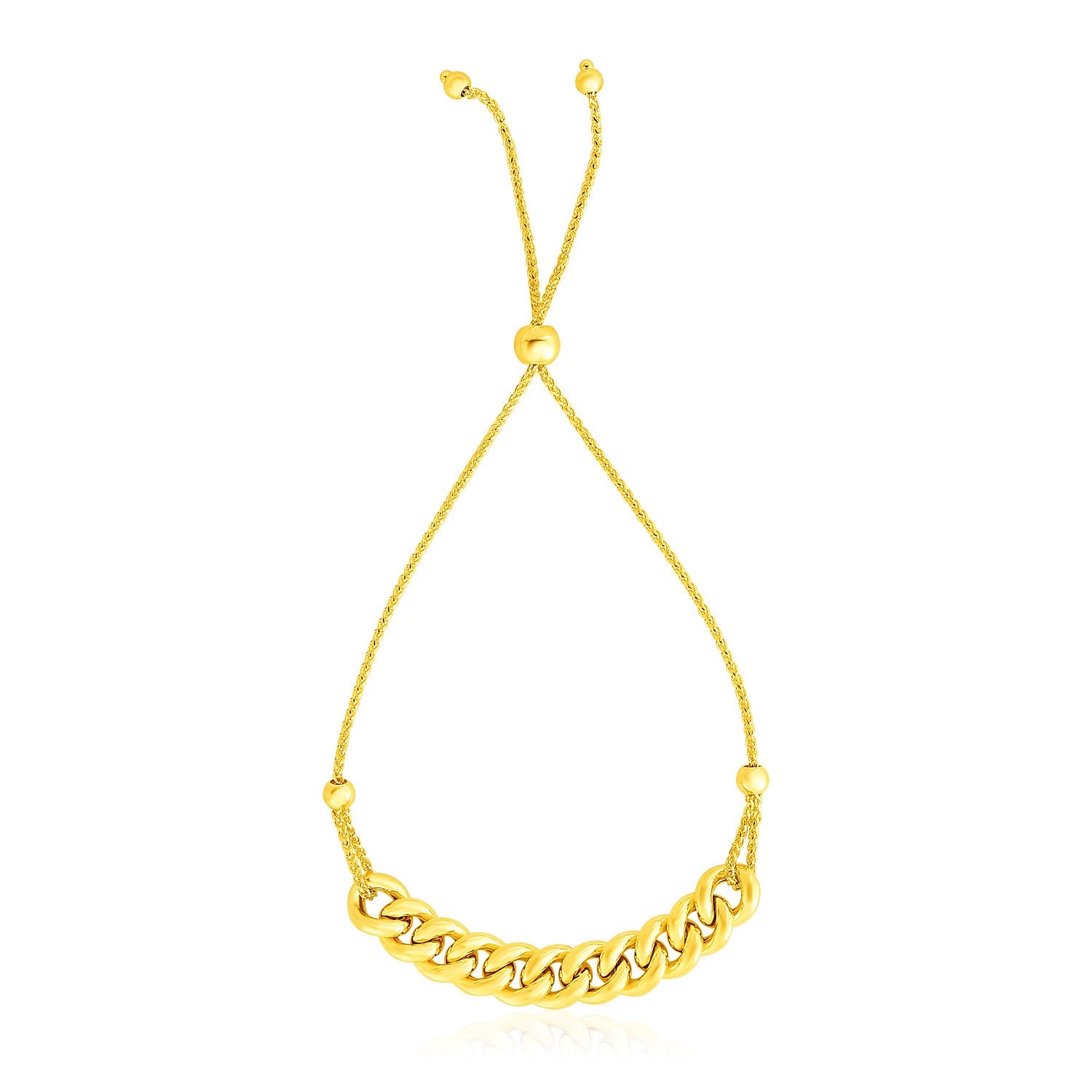 Yellow Gold 14k Adjustable Polished Women's Curb Chain Bracelet
