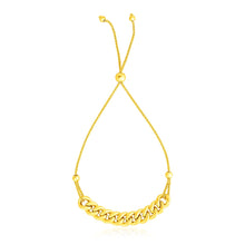 Load image into Gallery viewer, Yellow Gold 14k Adjustable Polished Women&#39;s Curb Chain Bracelet