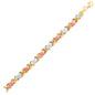 Tri-Color Gold 14k Fancy Satin Women's Heart Line Bracelet