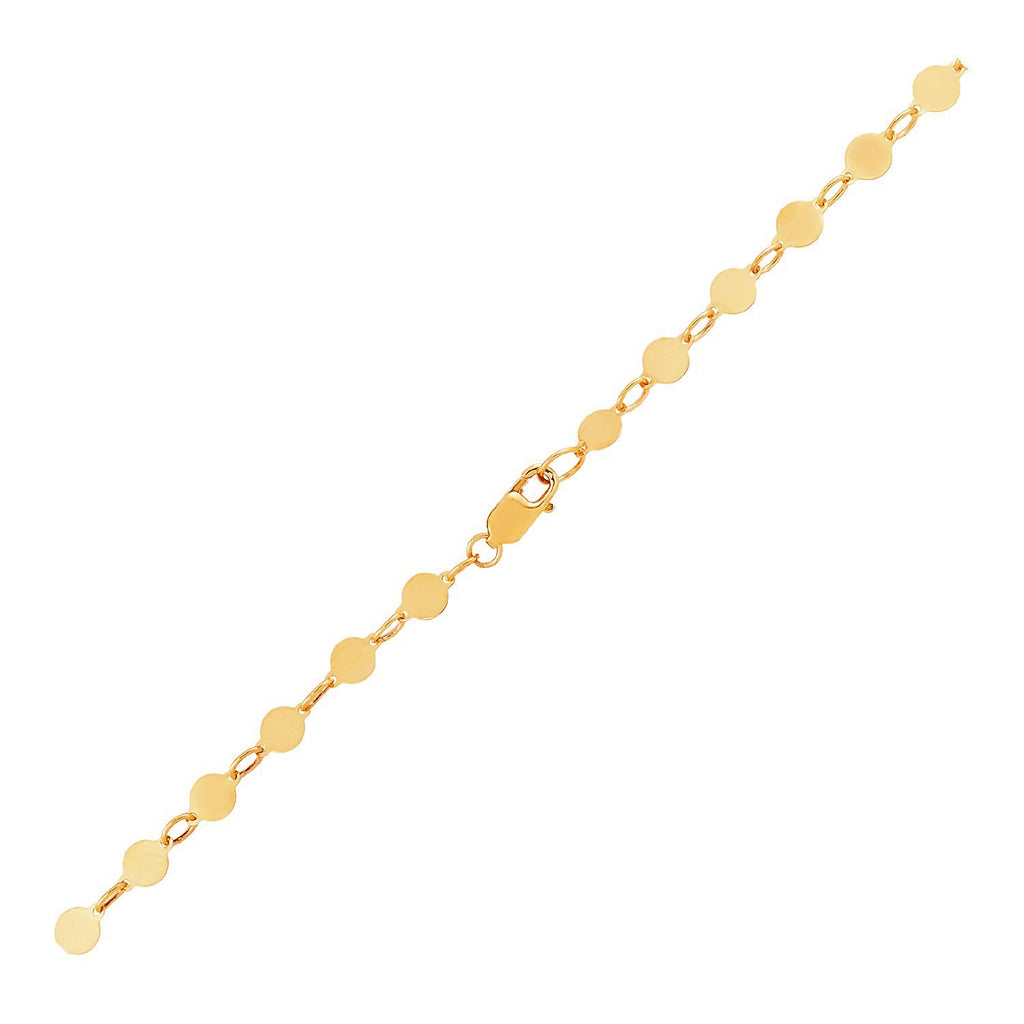 Yellow Gold 14k Women's Fancy Bracelet with Polished Circles