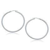 White Gold 14k 40 mm Polished Hoop Earrings with Snap Lock Backing for Any Ocassions
