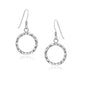 Sterling Silver Textured Open Circle Drop Style Earrings