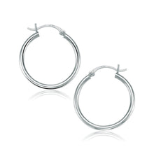 Load image into Gallery viewer, White Gold 10k 25 mm Polished Hoop Earrings with Snap Lock Backing