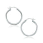 White Gold 10k 25 mm Polished Hoop Earrings with Snap Lock Backing