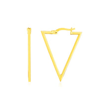 Load image into Gallery viewer, Yellow Gold 14k Triangle Hoop Earrings in Hinged Snap Back