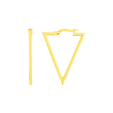 Yellow Gold 14k Triangle Hoop Earrings in Hinged Snap Back