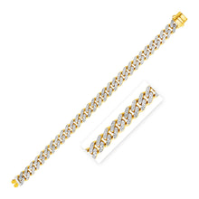 Load image into Gallery viewer, Two Tone Gold 14k Women&#39;s Curb Chain Bracelet with Diamond Pave Links