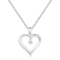 Sterling Silver 0.03 cttw Crafted Diamond Embellished Open Heart Pendant