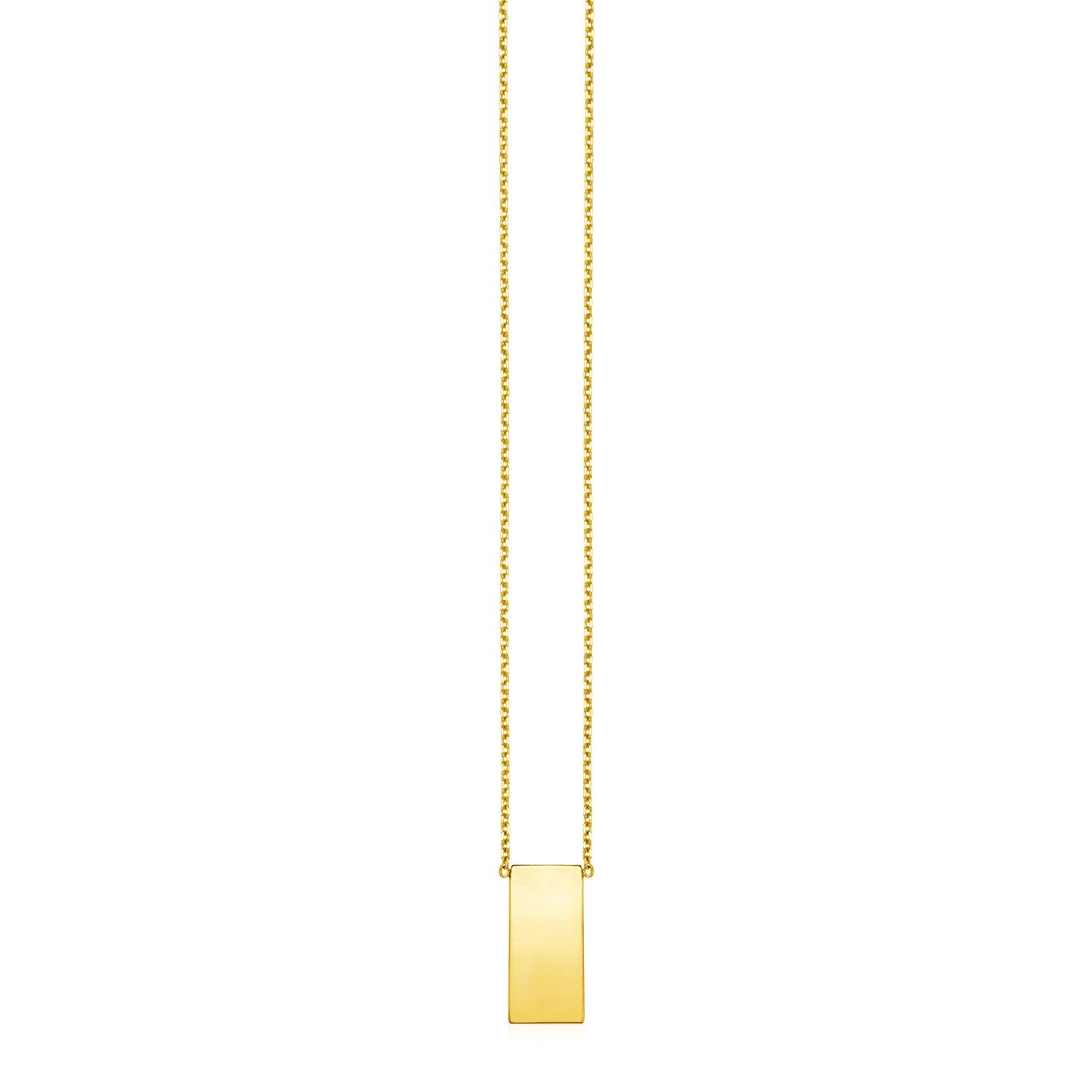 14k Yellow Gold Necklace with Polished Bar Pendant