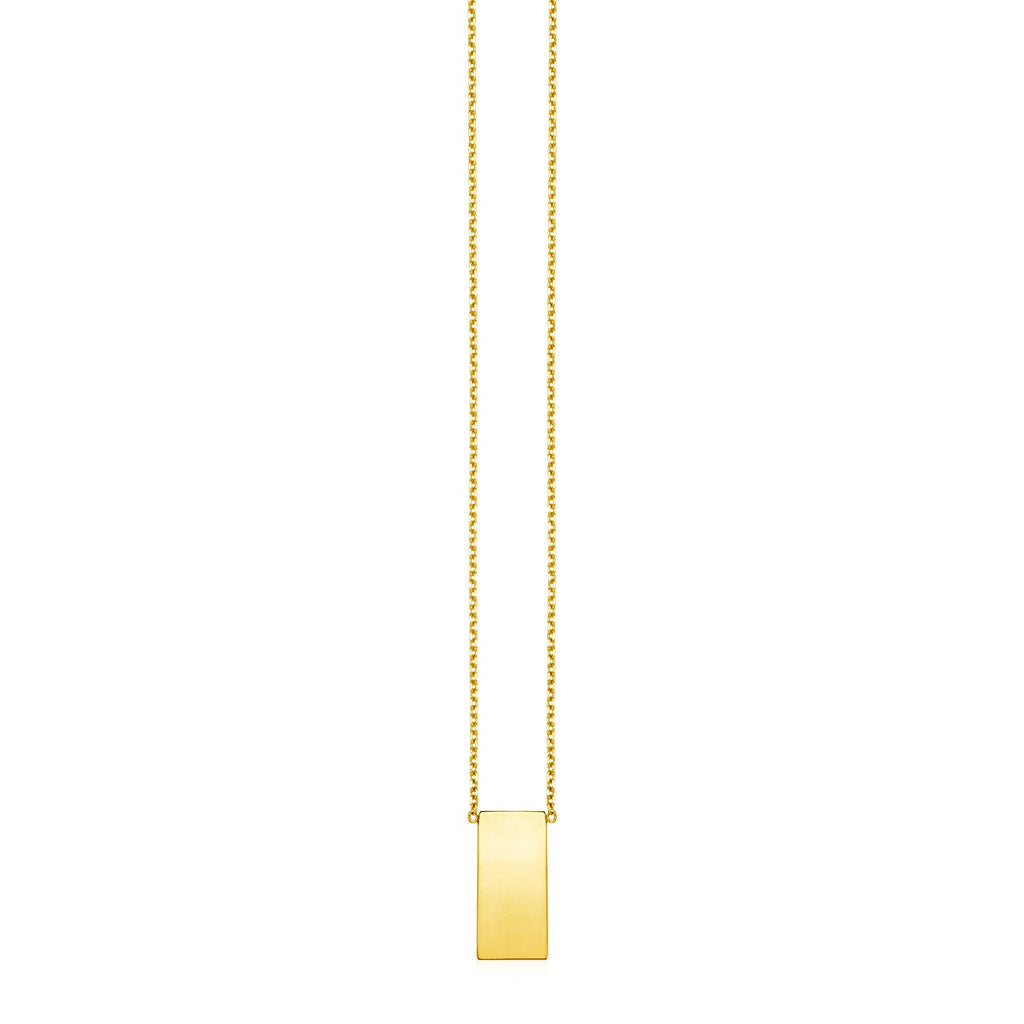 14k Yellow Gold Necklace with Polished Bar Pendant