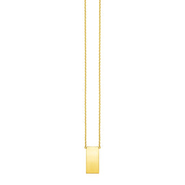 14k Yellow Gold Necklace with Polished Bar Pendant
