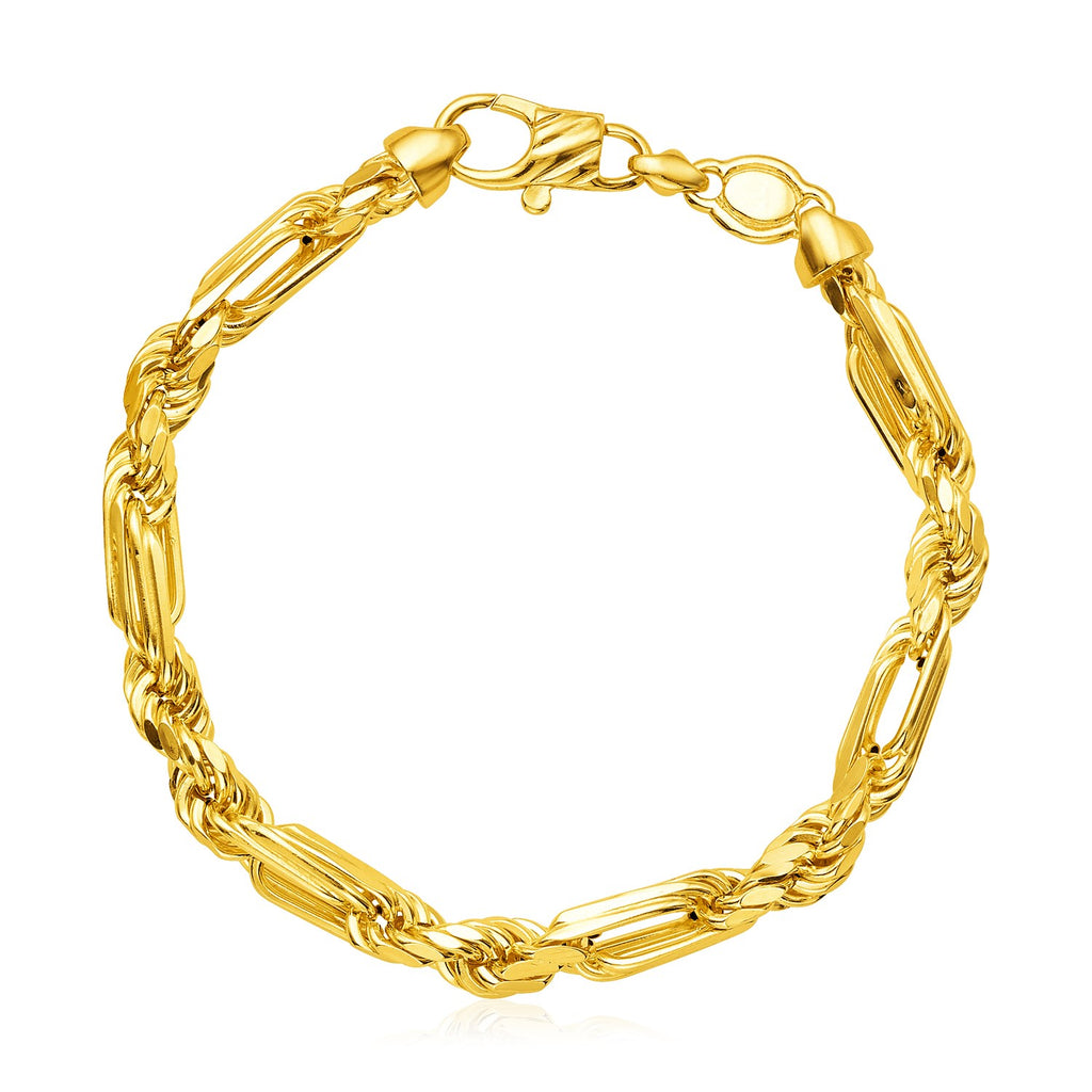 Yellow Gold 14k 8 1/2 inch Heavy Women's Figaro Chain Bracelet
