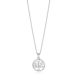 Sterling Silver inch Round Tree of Life Necklace