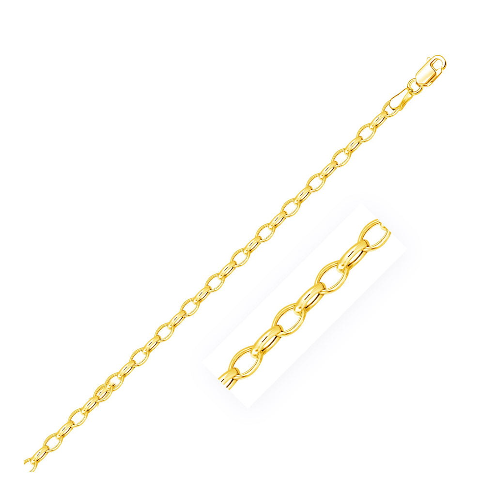 Yellow Gold 14k 3.2mm Oval Women's Rolo Bracelet