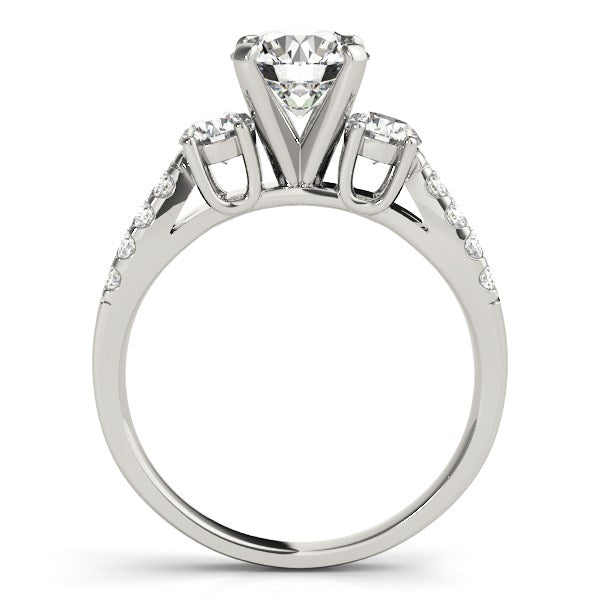 White Gold 14k Split Shank 3 Stone Round Diamond Engagement Ring