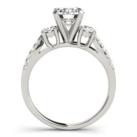 White Gold 14k Split Shank 3 Stone Round Diamond Engagement Ring