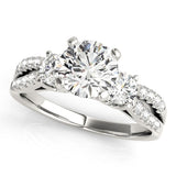 White Gold 14k Split Shank 3 Stone Round Diamond Engagement Ring