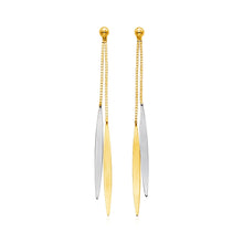 Load image into Gallery viewer, Two Tone Gold 14k Polished Narrow Oval Fancy Earrings