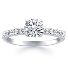 Load image into Gallery viewer, White Gold 14k Shared Prong Diamond Band Accent Engagement Ring