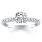 White Gold 14k Shared Prong Diamond Band Accent Engagement Ring