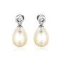 Sterling Silver Earrings with Pear Shaped Freshwater Pearls and Cubic Zirconias