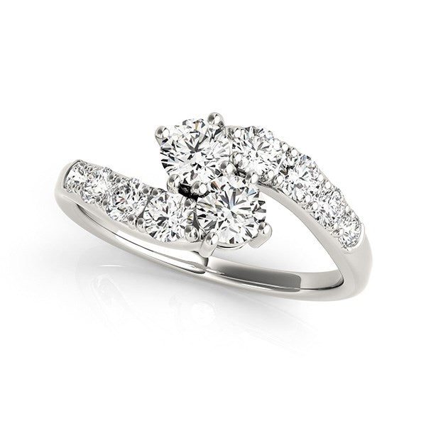 White Gold Two Stone 14k Overlap Design Diamond Ring