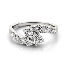 Load image into Gallery viewer, White Gold Two Stone 14k Overlap Design Diamond Ring
