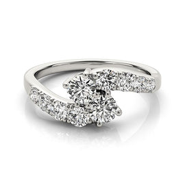 White Gold Two Stone 14k Overlap Design Diamond Ring