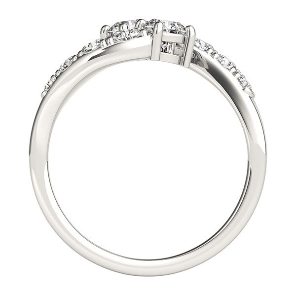 White Gold Two Stone 14k Overlap Design Diamond Ring