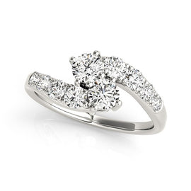 White Gold Two Stone 14k Overlap Design Diamond Ring