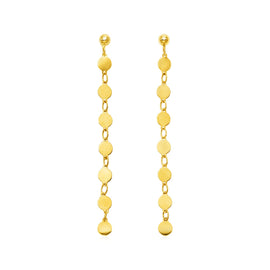 14k Yellow Gold Post Dangle Earrings with Polished Circles
