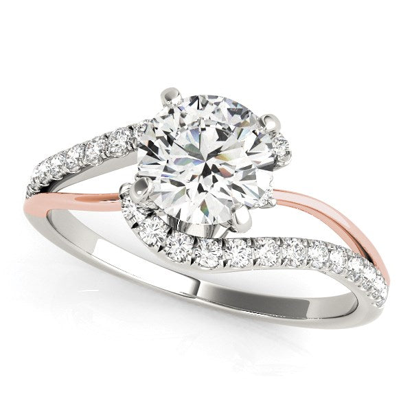 White And Rose Gold 14k 1 Bypass Shank Diamond Engagement Ring