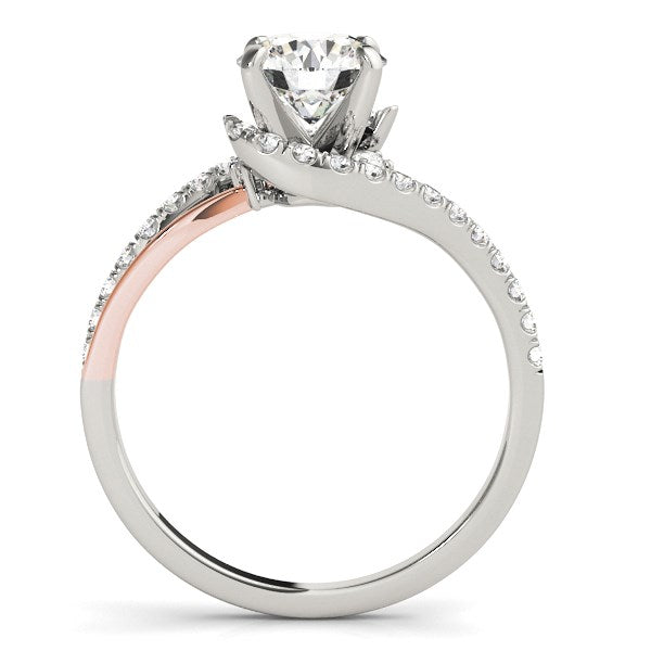 White And Rose Gold 14k 1 Bypass Shank Diamond Engagement Ring