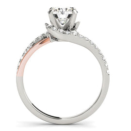 White And Rose Gold 14k 1 Bypass Shank Diamond Engagement Ring