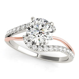White And Rose Gold 14k 1 Bypass Shank Diamond Engagement Ring
