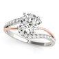 White And Rose Gold 14k 1 Bypass Shank Diamond Engagement Ring