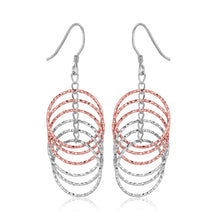 Load image into Gallery viewer, Sterling Silver Rose Tone Textured Layered Hoop Earrings