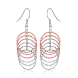 Sterling Silver Rose Tone Textured Layered Hoop Earrings