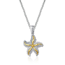 Load image into Gallery viewer, Designer Sterling Silver and Yellow Gold 14k Starfish Pendant
